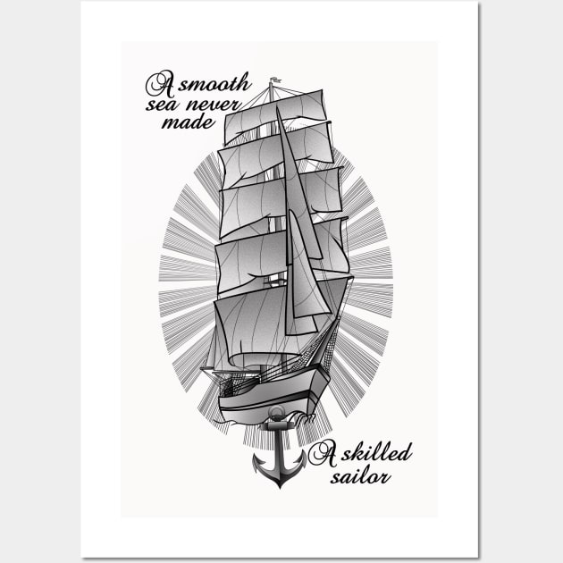 Sailing Ship Tattoo Wall Art by mailboxdisco